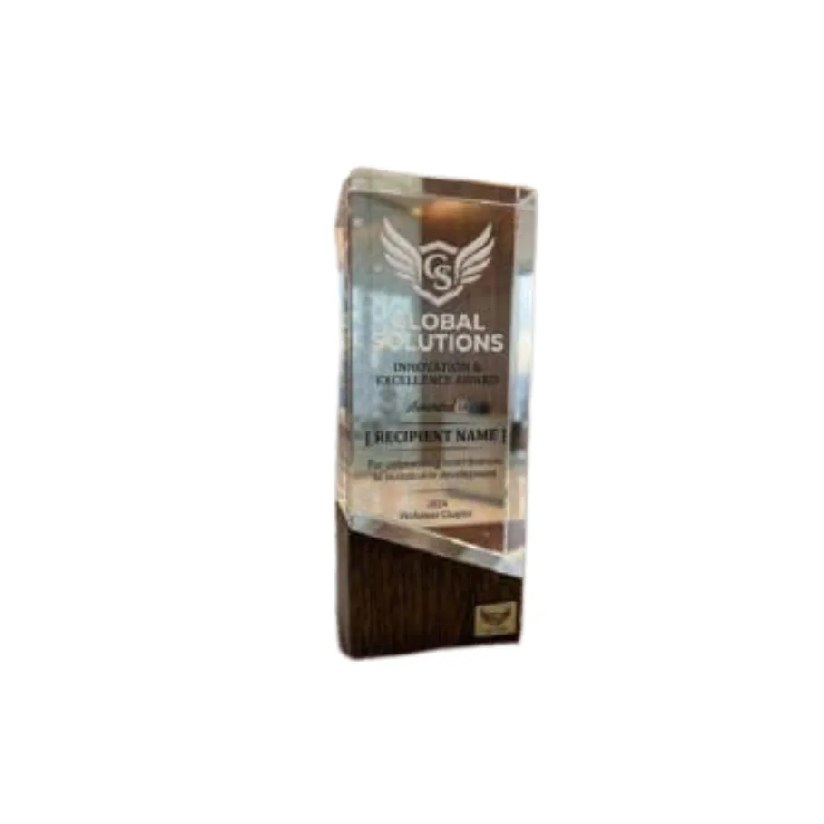 Customized crystal shield with laser engraving for corporate awards in Islamabad and Rawalpindi.